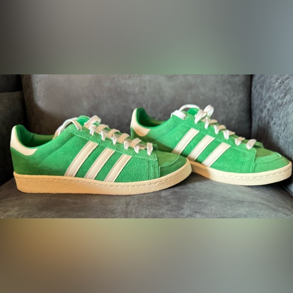 Green Adidas Originals Abdul Jabbar Sneakers White Stripes Retro Skater size 11 - Picture 2 of 6